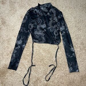 SHEIN Black and Gray Patterned Top